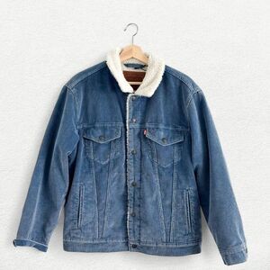Levi’s Relaxed Fit Corduroy Sherpa Trucker Jacket in Blue